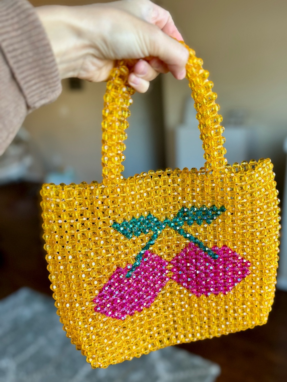Beaded Cherry Design Purse